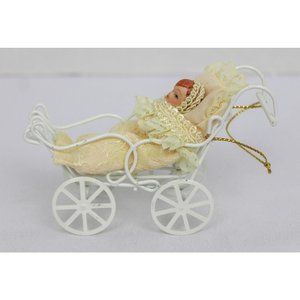 Vintage 1984 Baby in a Pram Stroller Ornament by The Heirloom Collection